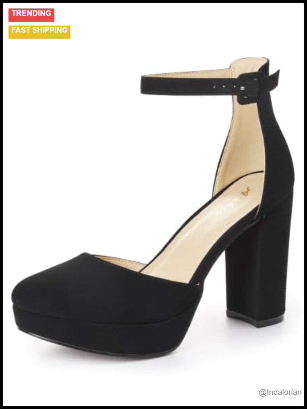Platform Closed Toe Heels Round Toe High Chunky Pumps Women